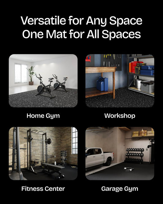 Vivaluz 0.56" gym flooring, 96 sqft, 24 EVA rubber-top tiles, 2'x2', home gym mats