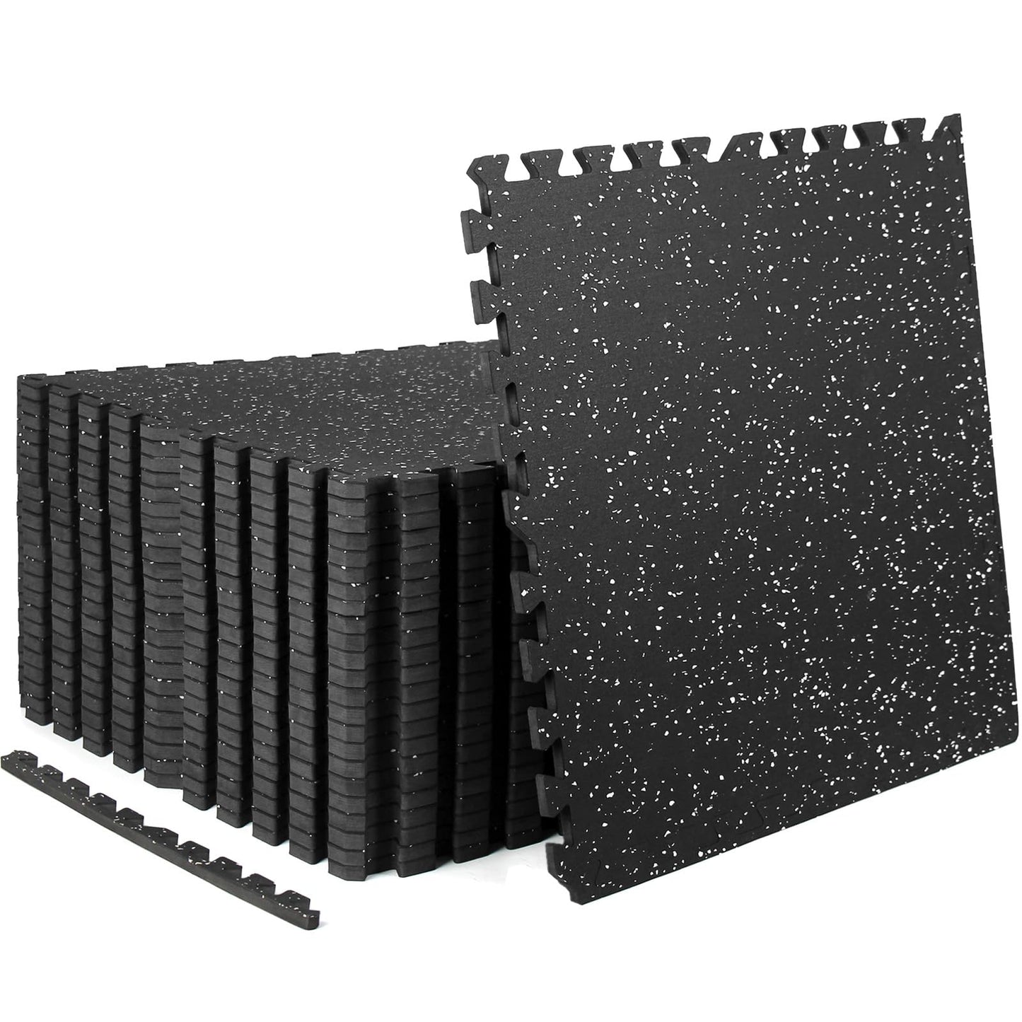 HIAARO 0.56" gym flooring, 96 sqft, 24 EVA tiles 24x24, black/white