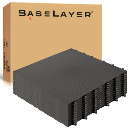 Baselayer Balance ½" TPE tiles, 30 sqft, odor-free rubber-like flooring, cardio use, black