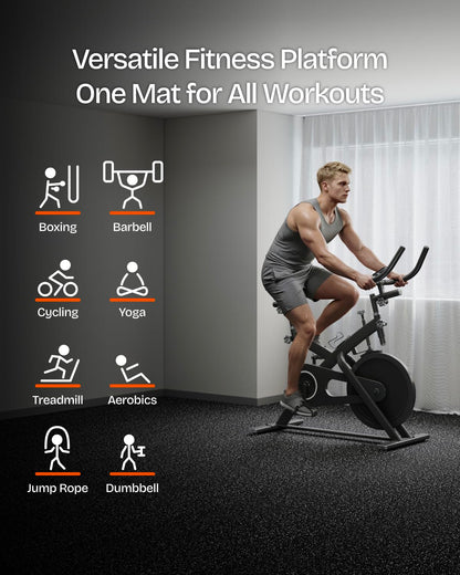 Vivaluz 0.56" gym flooring, 96 sqft, 24 EVA rubber-top tiles, 2'x2', home gym mats