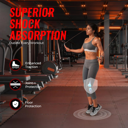 SUPERJARE 0.56" EVA rubber-top mats, 96 sqft, 24 pcs interlocking gym flooring black