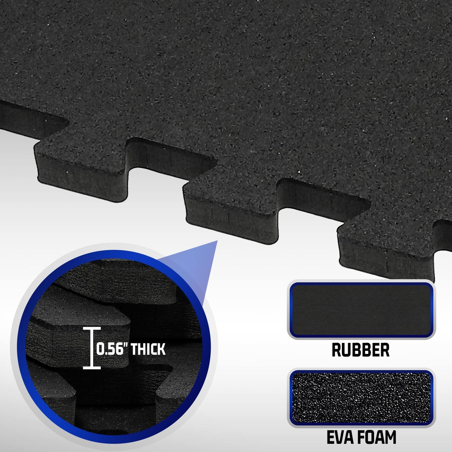SUPERJARE 0.56" EVA rubber-top mats, 96 sqft, 24 pcs interlocking gym flooring black