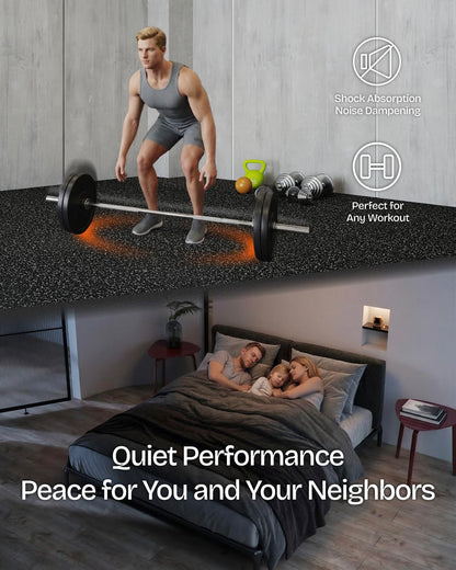 Vivaluz 0.56" gym flooring, 96 sqft, 24 EVA rubber-top tiles, 2'x2', home gym mats