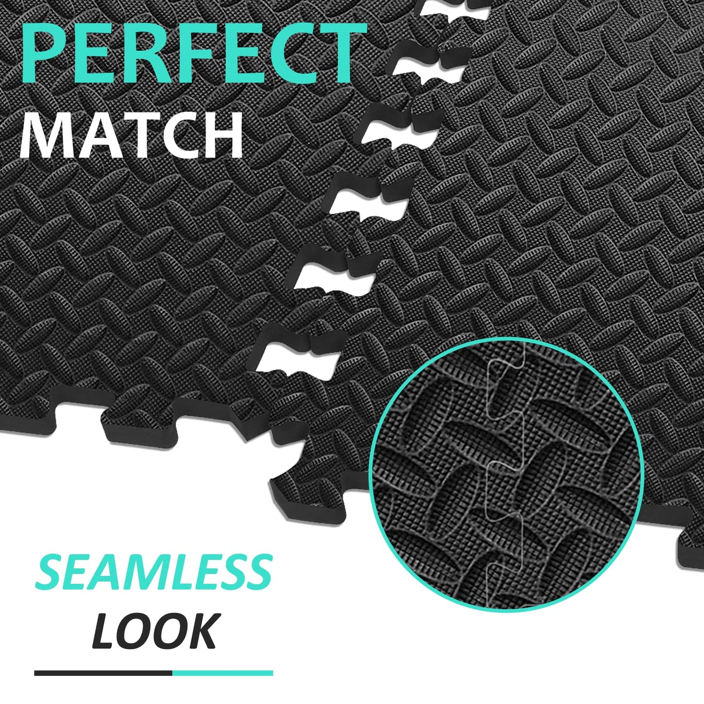 BEAUTYOVO EVA foam mats, 48 tiles 24x24, 192 sqft interlocking gym flooring, black