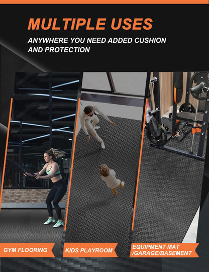 innhom Exercise Mat for Home Gym Floor Workout, Foam Floor Tiles for Equipment Garage, 48 Pieces Black