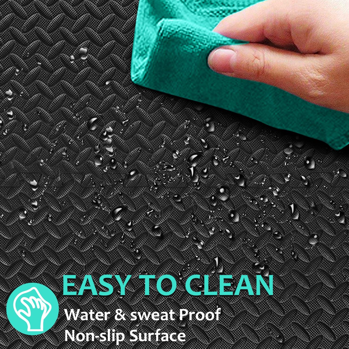 BEAUTYOVO EVA foam mats, 48 tiles 24x24, 192 sqft interlocking gym flooring, black