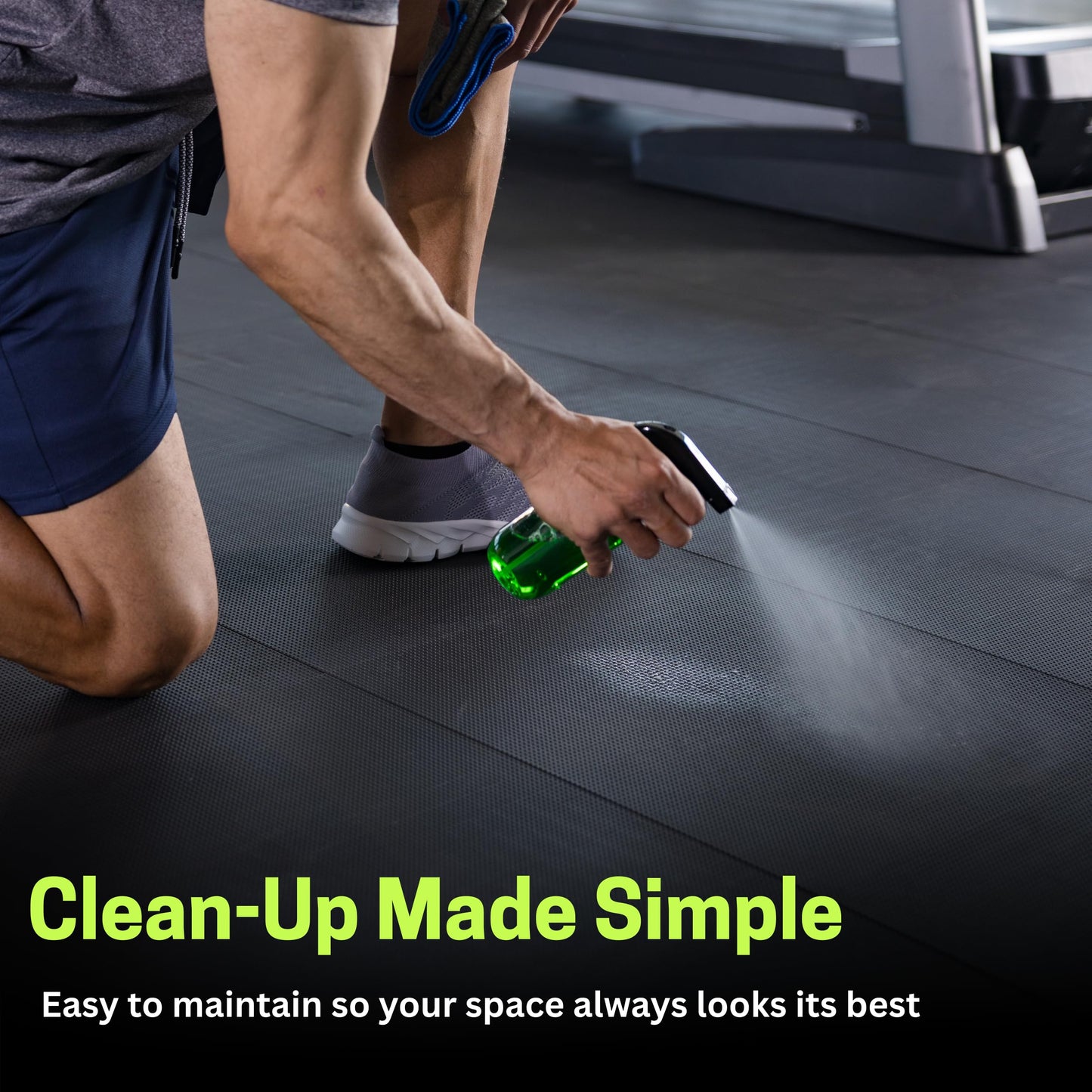 Baselayer Balance ½" TPE tiles, 30 sqft, odor-free rubber-like flooring, cardio use, black