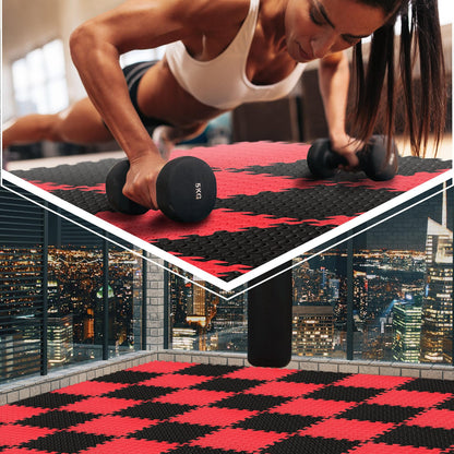 Ecally 200 pcs 12x12 foam mats, 96 sqft puzzle tiles, workout flooring, black/red