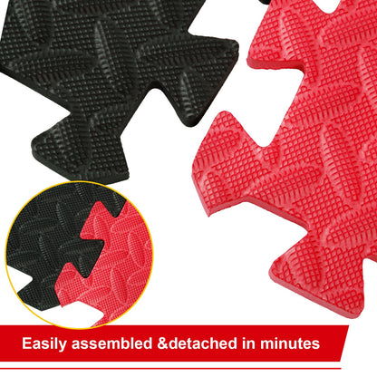 Ecally 200 pcs 12x12 foam mats, 96 sqft puzzle tiles, workout flooring, black/red