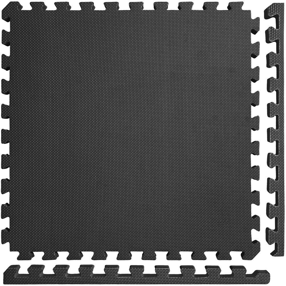 Meister X-Thick 1.5" EVA foam mats, 2'x2', 25 tiles, 100 sqft, MMA & gymnastics, black