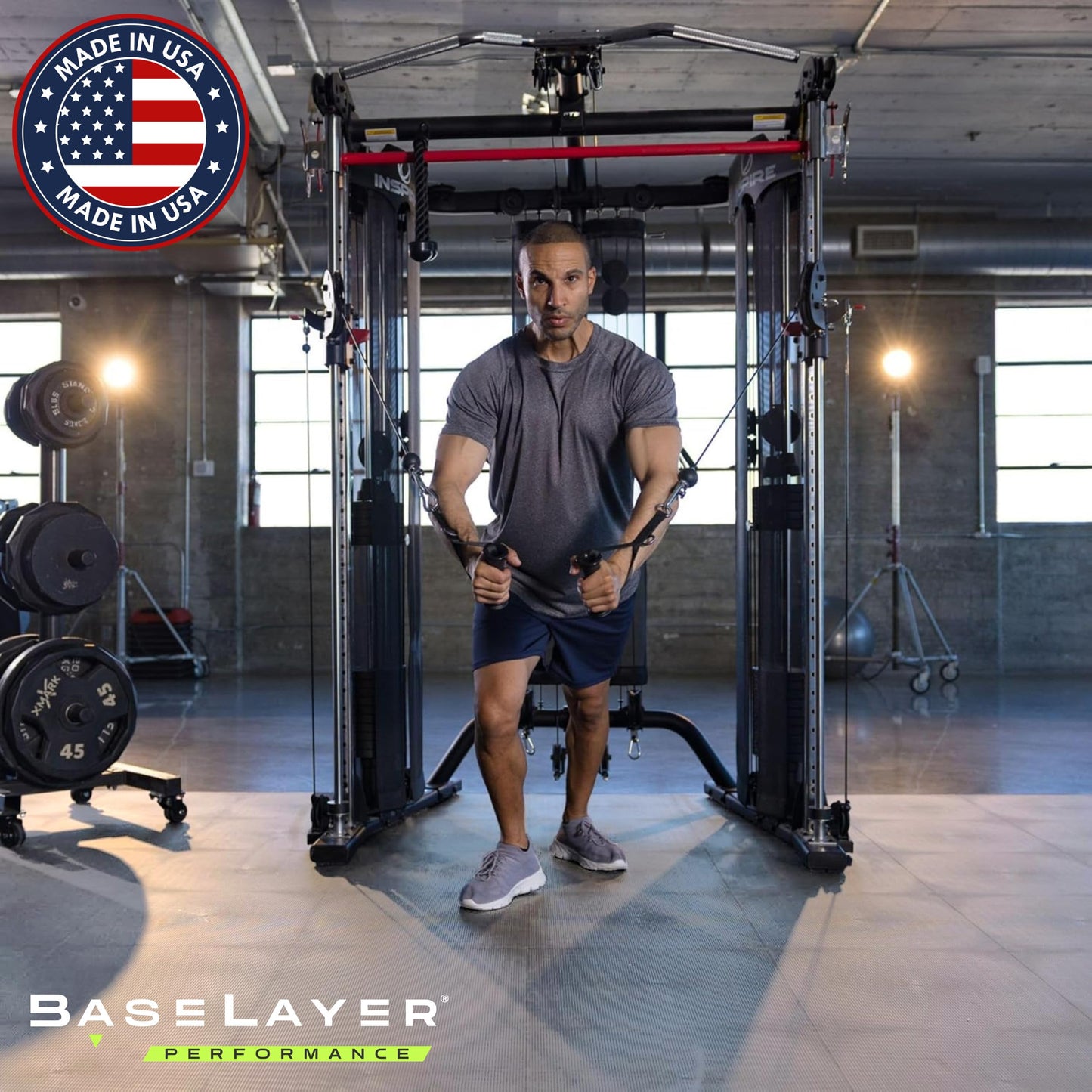 Baselayer Performance ½" TPE tiles, 30 sqft, heavy equipment gym flooring, gray