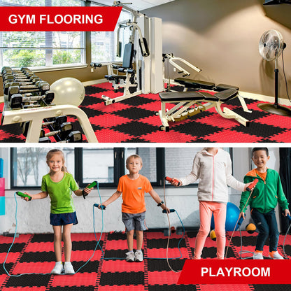 Ecally 200 pcs 12x12 foam mats, 96 sqft puzzle tiles, workout flooring, black/red