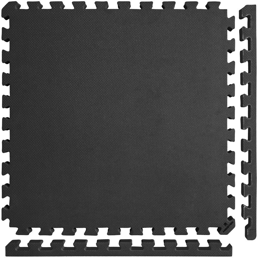 Meister X-Thick 1.5" EVA foam mats, 2'x2', 25 tiles, 100 sqft, MMA & gymnastics, black